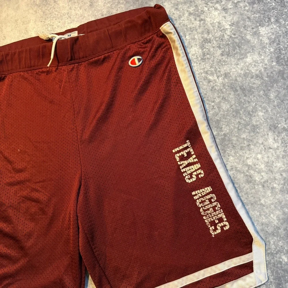 Vintage Champion Mens Texas Aggies Mesh Basketball Shorts Maroon‎ White Medium